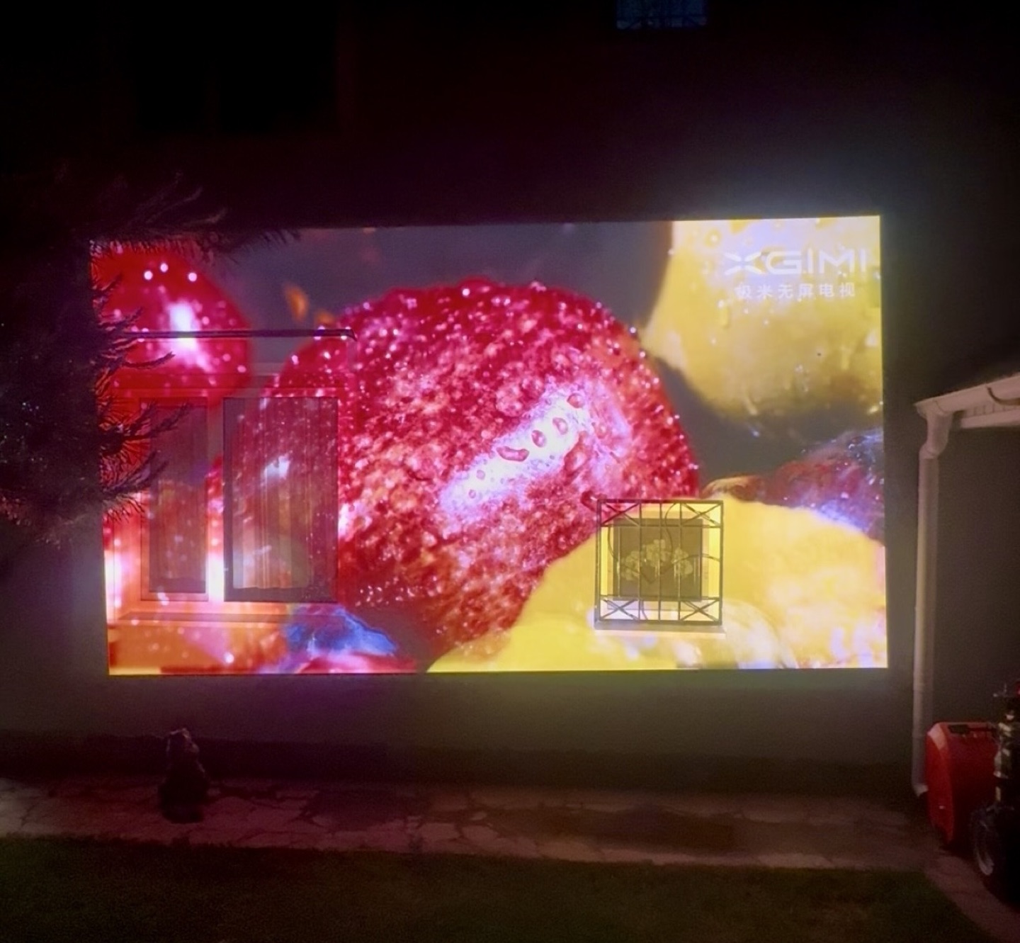 250-inch image on a bare wall
